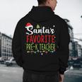 Santa's Favorite Pre-K Teacher Christmas Santa Hat Lights For Men Women Kids Men's Hoodie Back Print, novelty gifts, funny gifts