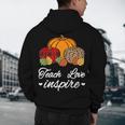 Teach Love Inspire Autumn Fall Plaid Leopard Pumpkin Teacher For Men Women Kids Men's Hoodie Back Print, novelty gifts, funny gifts