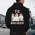 TK Boo Crew Retro Groovy Halloween Floral Ghost TK Teacher Men's Hoodie Back Print, novelty gifts, funny gifts