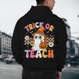 Trick Or Teach Cute Ghost Coffee Pumpkins Halloween Teacher Men's Hoodie Back Print, novelty gifts, funny gifts