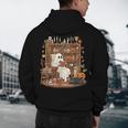 Vintage Ghost Book Reading Pumpkin Gothic Halloween Teachers Men's Hoodie Back Print, novelty gifts, funny gifts