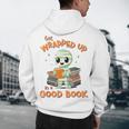 Cute Halloween Teacher Librarian Mummy Reading Books Men's Hoodie Back Print, novelty gifts, funny gifts