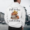 Fall In Love With Reading Book Autumn Teachers Pumpkins Men's Hoodie Back Print, novelty gifts, funny gifts