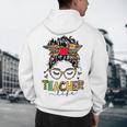 Teacher Life Messy Bun Glasses Leopard Sunflower Men's Hoodie Back Print, novelty gifts, funny gifts