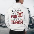 Teachers Oh What Fun It Is To Teach Cute Red Plaid Reindeer Men's Hoodie Back Print, novelty gifts, funny gifts