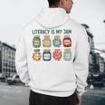 Women Literacy Is My Jam Literacy Teacher Reading Teacher Men's Hoodie Back Print, novelty gifts, funny gifts