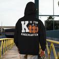 Fall Kindergarten Teacher K Is For Buffalo Plaid Pumpkin Men's Hoodie Back Print, funny design Fall Kindergarten Teacher K Is For Buffalo Plaid Pumpkin Men's Hoodie Back Print, funny design