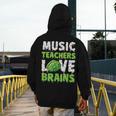 Music Teachers Love Brains Cute Teaching Halloween Men's Hoodie Back Print, funny design