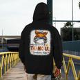 One Thankful Teacher's Aide Messy Bun Thanksgiving Fall Men's Hoodie Back Print, funny design
