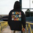 Peace Love Books Bookworm Librarian Reading Teacher Groovy Men's Hoodie Back Print, Groovy Teacher Gifts, funny design Peace Love Books Bookworm Librarian Reading Teacher Groovy Men's Hoodie Back Print, Groovy Teacher Gifts, funny design