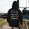 Pre-K Teacher Adventure Begins First Day Preschool Teachers Men's Hoodie Back Print, funny design Pre-K Teacher Adventure Begins First Day Preschool Teachers Men's Hoodie Back Print, funny design