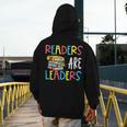 Readers Are Leaders Reading Book Lover Teacher Women Men Kid Men's Hoodie Back Print, funny design