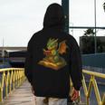 Reading Dragon Shirt For Bookish Teacher Librarian Bookworm Men's Hoodie Back Print, funny design