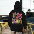 Retro Trick Or Teach Leopard Ghost Halloween Spooky Teacher Men's Hoodie Back Print, funny design