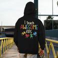 I Teach Awesome Kids Shirt Autism Special Education Teacher Men's Hoodie Back Print, funny design