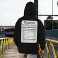 Teacher Nutrition Facts Teachers Nutritional Fact Men's Hoodie Back Print, funny design Teacher Nutrition Facts Teachers Nutritional Fact Men's Hoodie Back Print, funny design