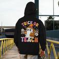 Trick Or Teach Cute Ghost Coffee Pumpkins Halloween Teacher Men's Hoodie Back Print, funny design