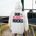 Our Flock Rocks Flamingo Mother's Day Teacher Men's Hoodie Back Print, funny design