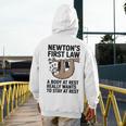 Newtons First Law Physics Jokes Science Teacher Men's Hoodie Back Print, Science Teacher Gifts, funny design