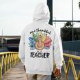One Thankful Teacher Turkey Pencil Thanksgiving Teachers Men's Hoodie Back Print, funny design