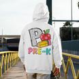 P Is For Pre-K Teacher Pencil Apple Back To School Men's Hoodie Back Print, funny design P Is For Pre-K Teacher Pencil Apple Back To School Men's Hoodie Back Print, funny design