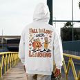 Retro Fall In Love With Learning Autumn Pumpkin Teacher Kids Men's Hoodie Back Print, funny design