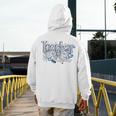 Teacher Blue Chinoiserie Coquette Bow Heart Teacher Life Men's Hoodie Back Print, funny design