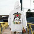 Teacher Life Messy Bun Glasses Leopard Sunflower Men's Hoodie Back Print, funny design
