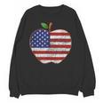 American Flag Teachers Students Apple 4th Of July Vintage Unisex Sweatshirt, trending gift