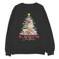 All Booked For Christmas Xmas Tree Teacher Holiday Pajamas Unisex Sweatshirt, trending gift