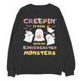 Creepin It Real With Kindergarten Monsters Halloween Teacher Unisex Sweatshirt, trending gift Creepin It Real With Kindergarten Monsters Halloween Teacher Unisex Sweatshirt, trending gift
