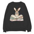 Cute Reading Bunny Glasses Books Bookworm Reader Teacher Unisex Sweatshirt, trending gift