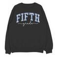 Fifth Grade Coquette Toile Blue Bow Floral Women Teacher Unisex Sweatshirt, trending gift