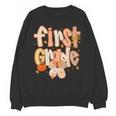 First Grade Fall Floral Coquette Bow Teachers Students Unisex Sweatshirt, First Grade Teacher Gifts, trending gift First Grade Fall Floral Coquette Bow Teachers Students Unisex Sweatshirt, First Grade Teacher Gifts, trending gift