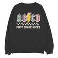 First Grade Rocks Teachers Back To School ABCD Rock Students Unisex Sweatshirt, First Grade Teacher Gifts, trending gift First Grade Rocks Teachers Back To School ABCD Rock Students Unisex Sweatshirt, First Grade Teacher Gifts, trending gift