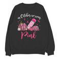 In October We Wear Pink Apple Teacher Daisy Breast Cancer Unisex Sweatshirt, trending gift