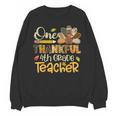 One Thankful 4th Grade Teacher Turkey Leopard Thanksgiving Unisex Sweatshirt, First Grade Teacher Gifts, 4th Grade Teacher Gifts, trending gift