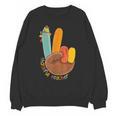 One Thankful Teacher Thanksgiving Turkey Peace Hand Sign Unisex Sweatshirt, trending gift