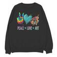 Peace Love Art Painting Palette Art Teacher Unisex Sweatshirt, trending gift