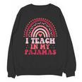 Rainbow Retro Homeschool Mom Teacher I Teach In My Pajamas Unisex Sweatshirt, trending gift