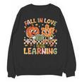 Retro Fall In Love With Learning Autumn Pumpkin Teacher Kids Unisex Sweatshirt, trending gift Retro Fall In Love With Learning Autumn Pumpkin Teacher Kids Unisex Sweatshirt, trending gift