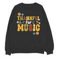 Retro Thankful For Music Floral Music Teacher Thanksgiving Men Women Unisex Sweatshirt, trending gift
