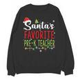 Santa's Favorite Pre-K Teacher Christmas Santa Hat Lights For Men Women Kids Unisex Sweatshirt, trending gift