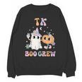 TK Boo Crew Retro Groovy Halloween Floral Ghost TK Teacher Men Women Kids Unisex Sweatshirt, Groovy Teacher Gifts, trending gift