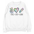Peace Love Learn Tie Dye Teacher Kids 100th Days Of School Unisex Sweatshirt, trending gift