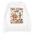 Retro Fall In Love With Learning Autumn Pumpkin Teacher Kids Unisex Sweatshirt, trending gift Retro Fall In Love With Learning Autumn Pumpkin Teacher Kids Unisex Sweatshirt, trending gift
