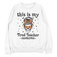 This Is My Tired Teacher Costume Skull Halloween Messy Bun Unisex Sweatshirt, trending gift This Is My Tired Teacher Costume Skull Halloween Messy Bun Unisex Sweatshirt, trending gift