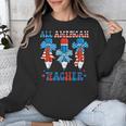 All American Teacher Pencil Coquette Bow USA Flag Teachers Unisex Sweatshirt, funny design