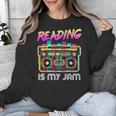 Back To School Retro Reading Is My Jam 80s Teacher Boombox Unisex Sweatshirt, funny design Back To School Retro Reading Is My Jam 80s Teacher Boombox Unisex Sweatshirt, funny design