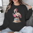 Book Lover Cute Flamingo Reading Teacher Librarian Women Unisex Sweatshirt, funny design